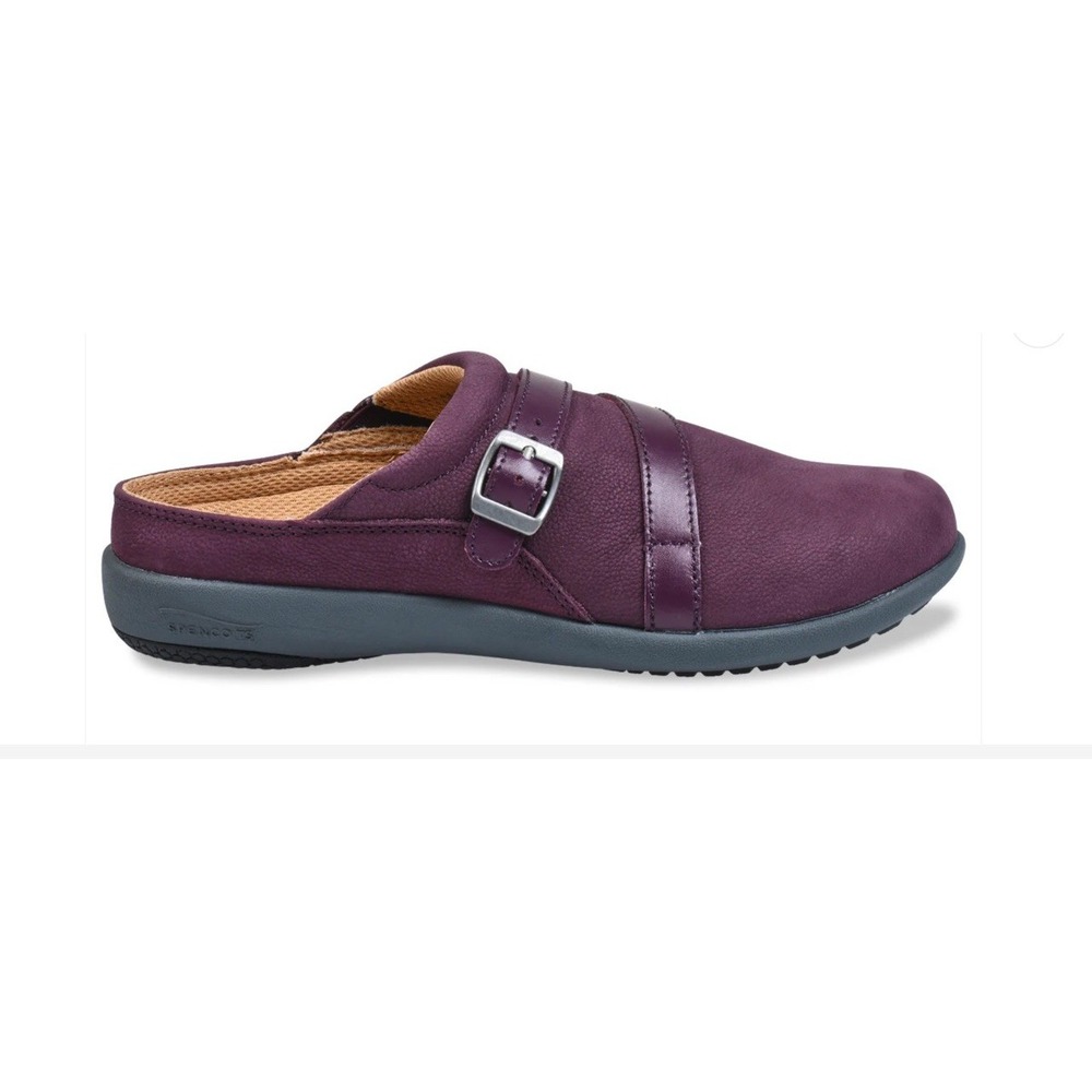 New Spenco Sydney Slide Nubuck Leather‎ Mule Clog Fig Purple EU 36 US 6W